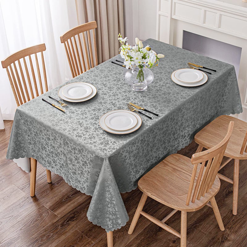 Smiry Rectangle Table Cloth, Waterproof Heavy Duty Vinyl Tablecloths, Wipeable Washable Table Cover for Kitchen and Dining Room (Grey, 52" X 70") - Image 2